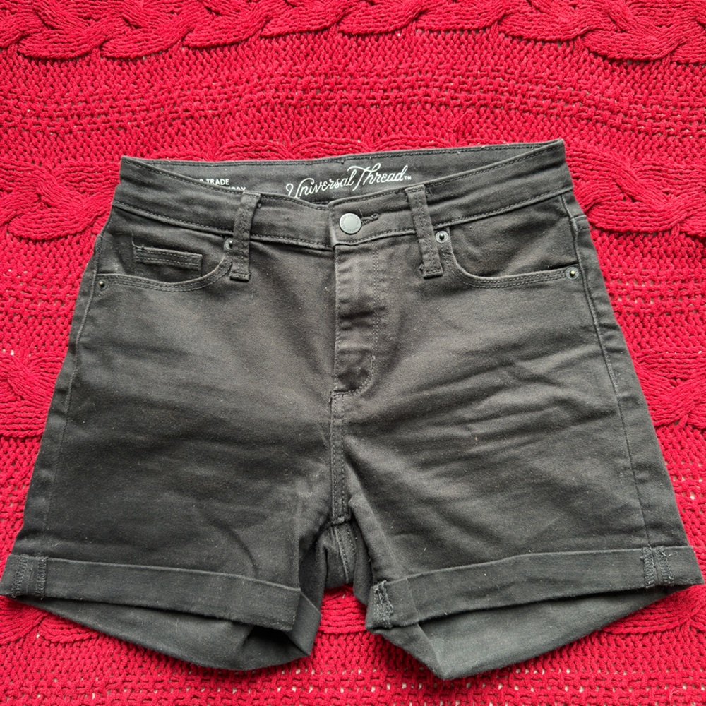 Slim Fitting Black Jean Shorts